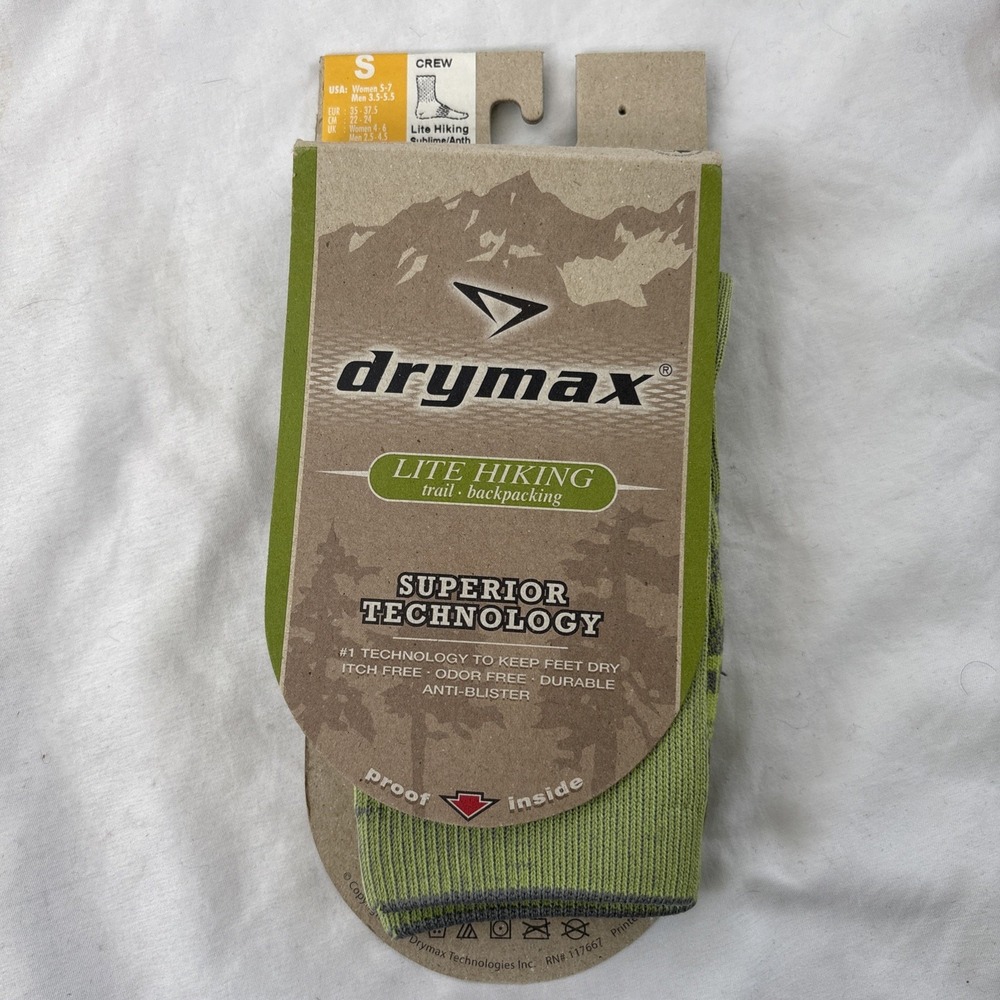Drymax Lite Hiking Crew Socks Sublime/Anth Small Woman 5-7 Men 3.5-5.5 Trail